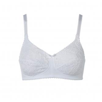 Nicola Jane Daisy Pocketed Soft Lace Bra in White