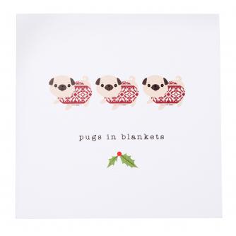Festive Pugs in Blankets Christmas Cards - Pack of 20