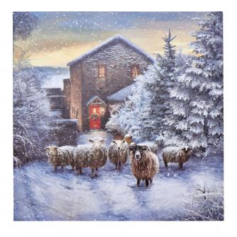 Flock Of Sheep In Winter Christmas Cards - Pack of 20