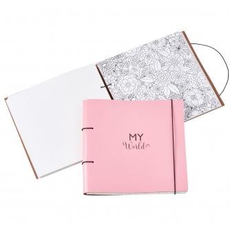 Recycled Leather Planner and Scrapbook in Blossom Pink