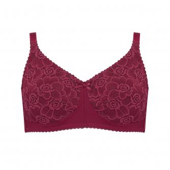 Nicola Jane Daisy Pocketed Soft Lace Bra in Cherry