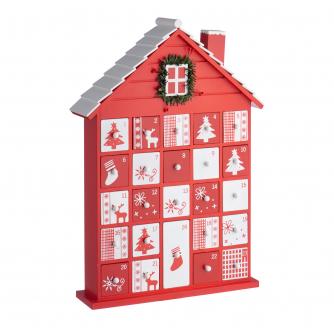 Red & White Wooden House Advent Calendar
