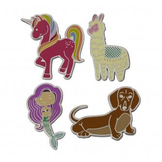 Novelty Pin Badges - Pack of 4