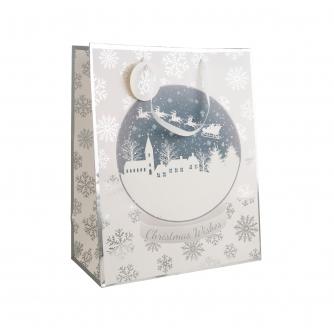 White & Silver Christmas Wishes Gift Bag