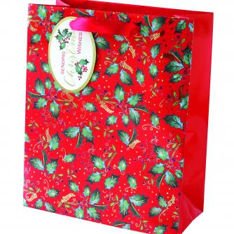 festive foliage holly medium bag cancer research uk christmas bag