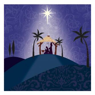 hill top nativity cancer research uk christmas card 