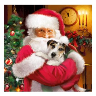 santa and chip cancer research uk christmas card 