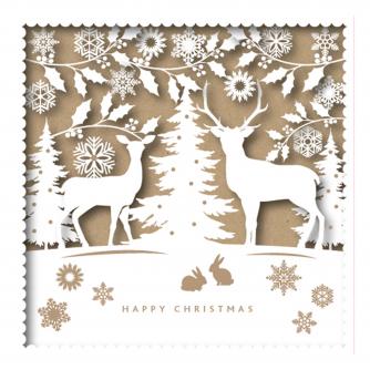 silhouette reindeer cancer research uk christmas card 