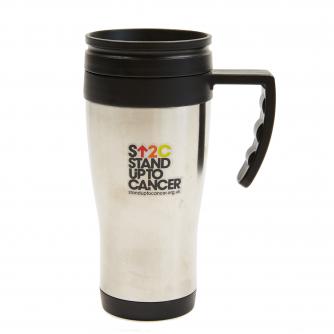 Stand Up To Cancer silver travel mug 