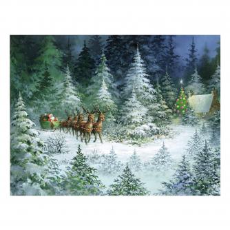 sleigh in forest bi-lingual cancer research uk christmas card 