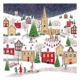 village at christmas cancer research uk christmas card 