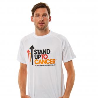 Stand Up To Cancer Mens Full Logo White T-Shirt